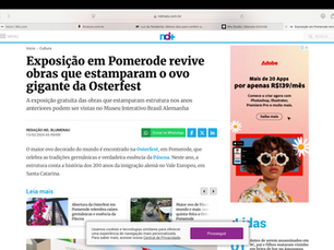 Exposição em Pomerode revive obras que estamparam o ovo gigante da Osterfest