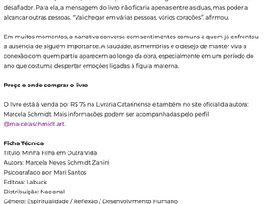 Livro lançado em Blumenau transforma saudade de mãe em reflexão sobre amor e despedida