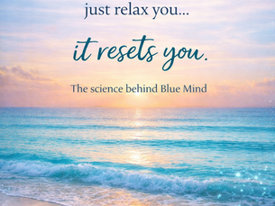 Blue Mind book by Wallace J Nichols near the ocean representing wellness travel, ocean therapy, and mental reset.