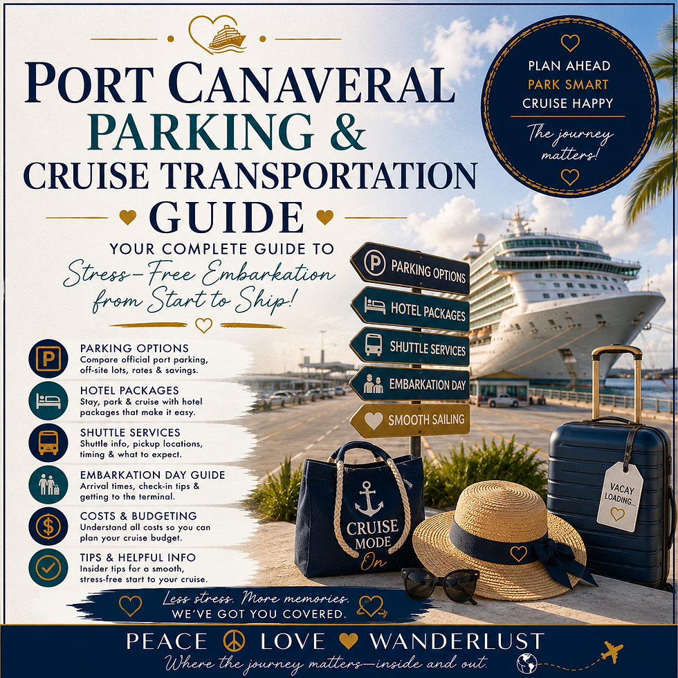 Port Canaveral Parking and Cruise Transportation Guide digital product cover by Peace Love Wanderlust