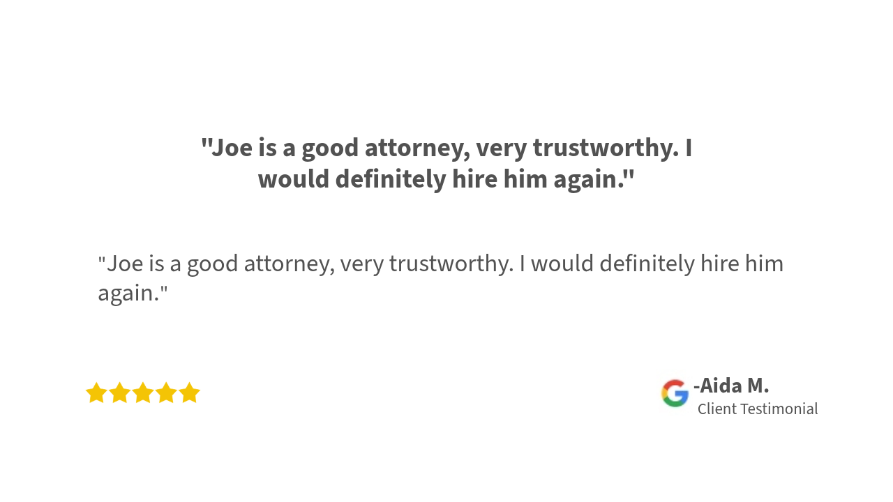 Testimonials for legal services provided by attorneys at Lombardo Law Group.