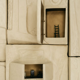 Contemporary curio sculpture with hidden compartments by Katrien van der Schueren
