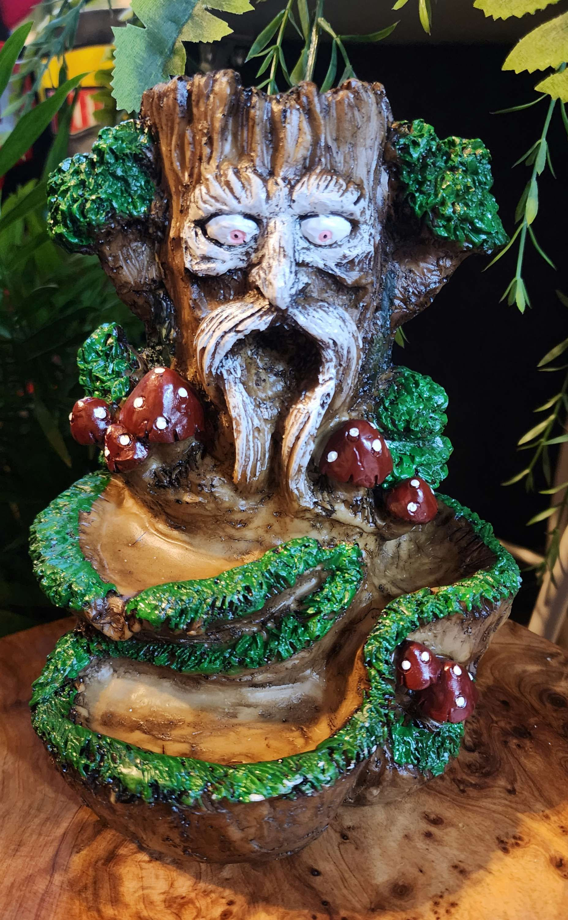 Large Greenman Backflow Incense Burner 