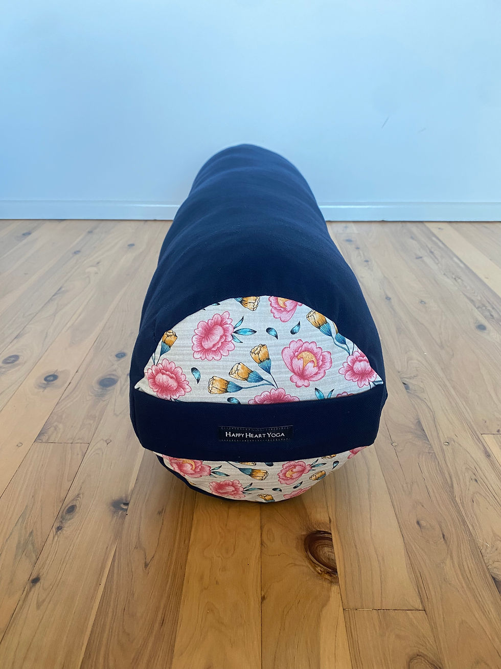 Thumbnail: Large Denim Yoga Bolsters with patterned ends (75cm long x23cm dia)