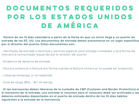 Documentos necesarios para la exportación en los países destino