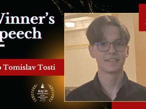 Winner's Speech | Filip Tomislav Tosti | Piano | Bach International Music Competition UK 2026