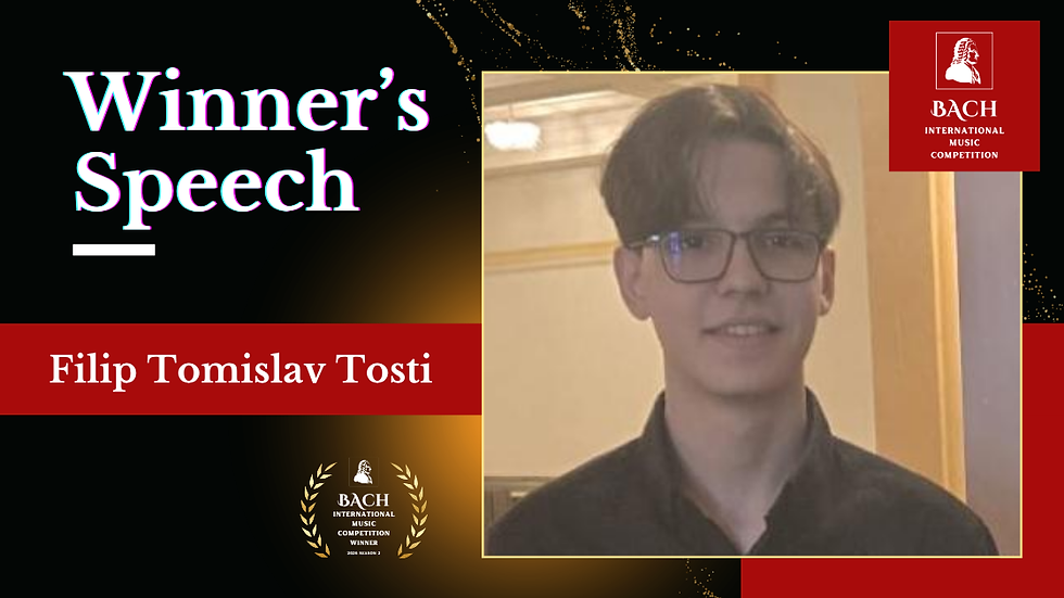 Winner's Speech | Filip Tomislav Tosti | Piano | Bach International Music Competition UK 2026