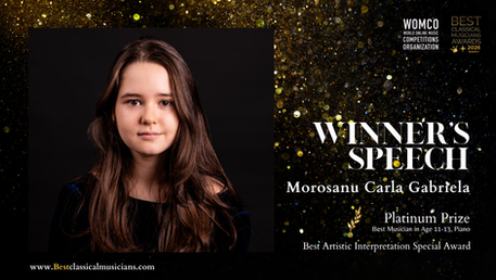 Winner's Speech | Morosanu Carla Gabriela | Piano | Best Classical Musicians Awards 2026