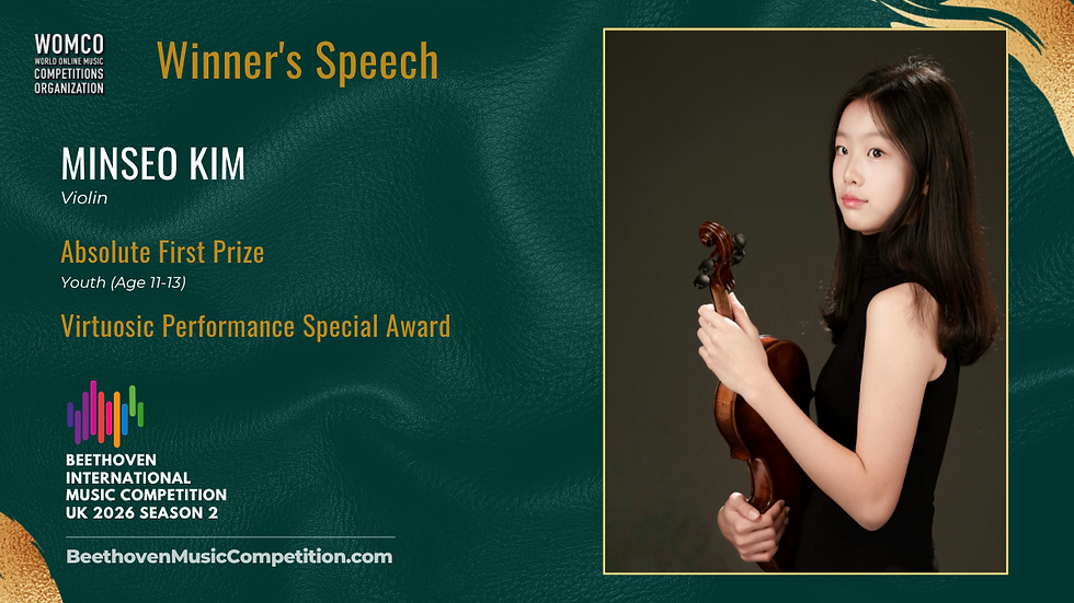 Winner's Speech | Minseo Kim | Violin | Beethoven International Music Competition UK 2026