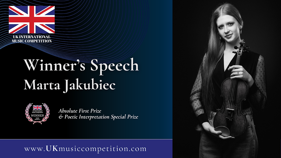 Winner's Speech | Marta Jakubiec | Violin | UK International Music Competition 2026