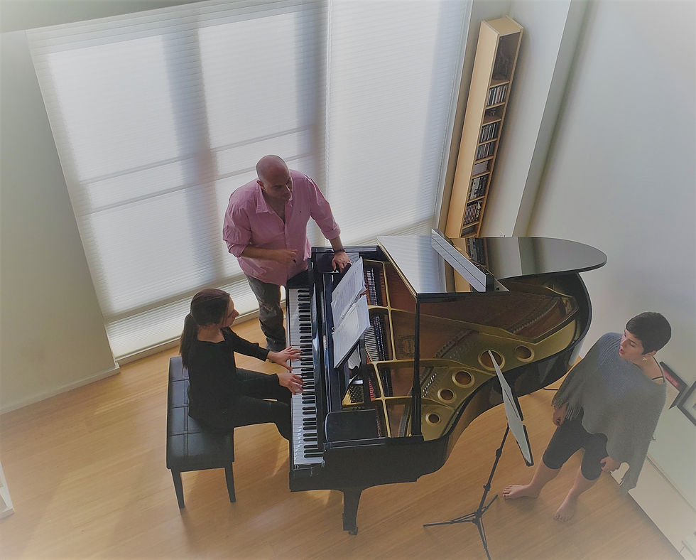 Rehearsal in Boston with pianist Maria Pikoula and Soprano Jenni Klauder.