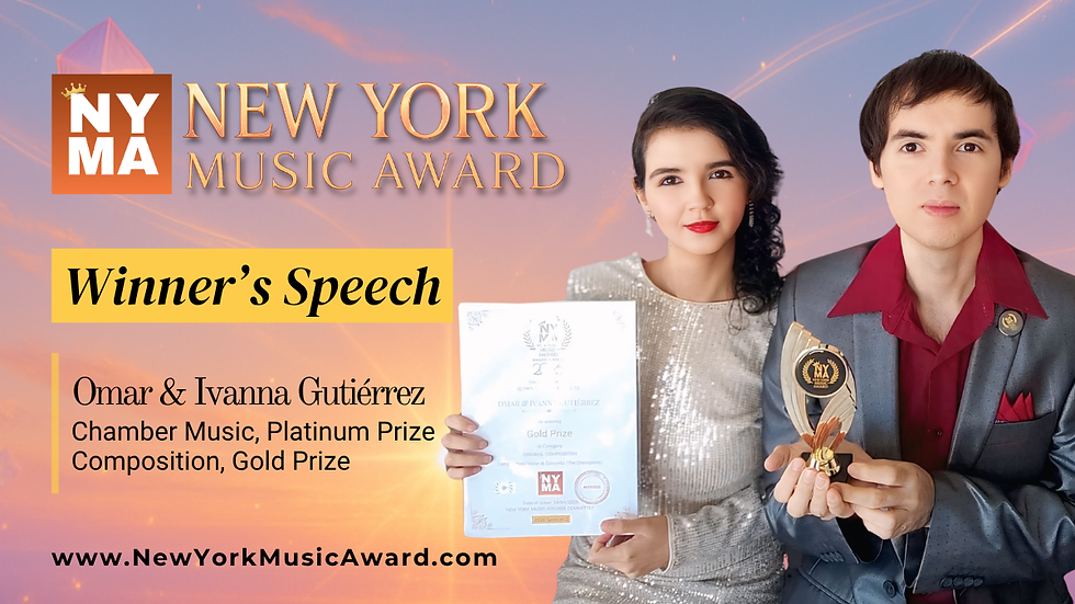 Winner's Speech | Omar & Ivanna Gutiérrez | Piano Duo | New York Music Award 2026