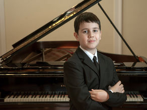 10-year-old Hungarian pianist Gergő Kaszab, winner of the Platinum Prize and Expressive Musical Genius Special Prize at the 2025 Global Genius Music Competition