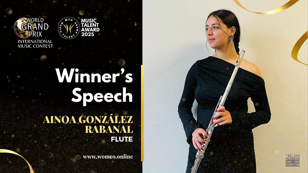 Ainoa González Rabanal, flutist from Spain, Platinum Prize and Absolute First Prize winner at the World Grand Prix International Music Contest and Music Talent Award 2025