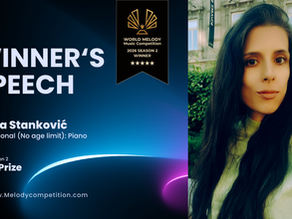 Winner's Speech | Sanja Stanković | Piano | World Melody Music Competition 2026