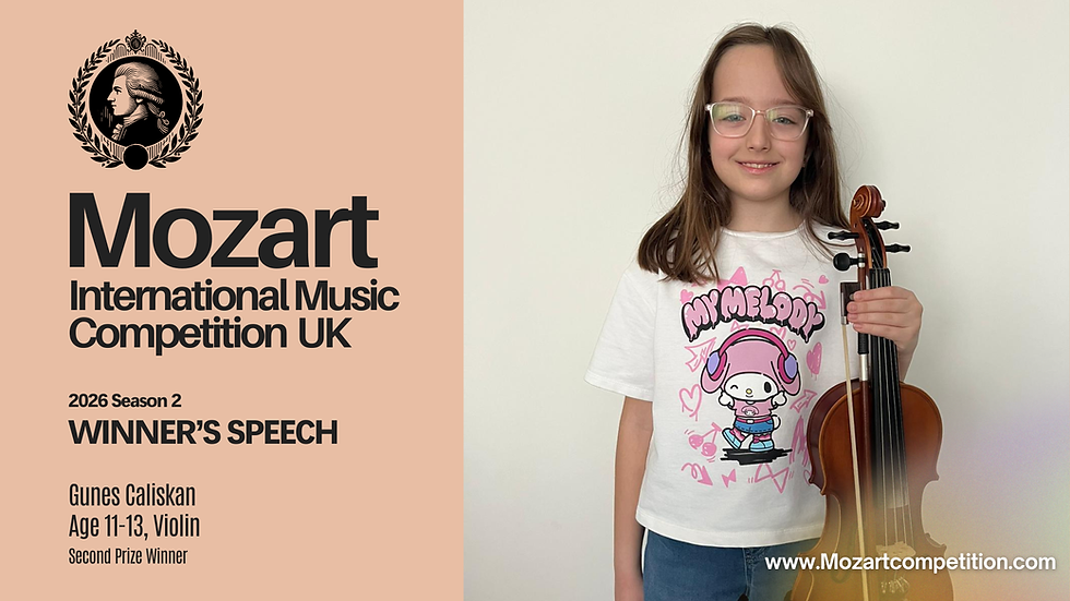 Winner's Speech | Gunes Caliskan | Violin | Mozart International Music Competition UK 2026
