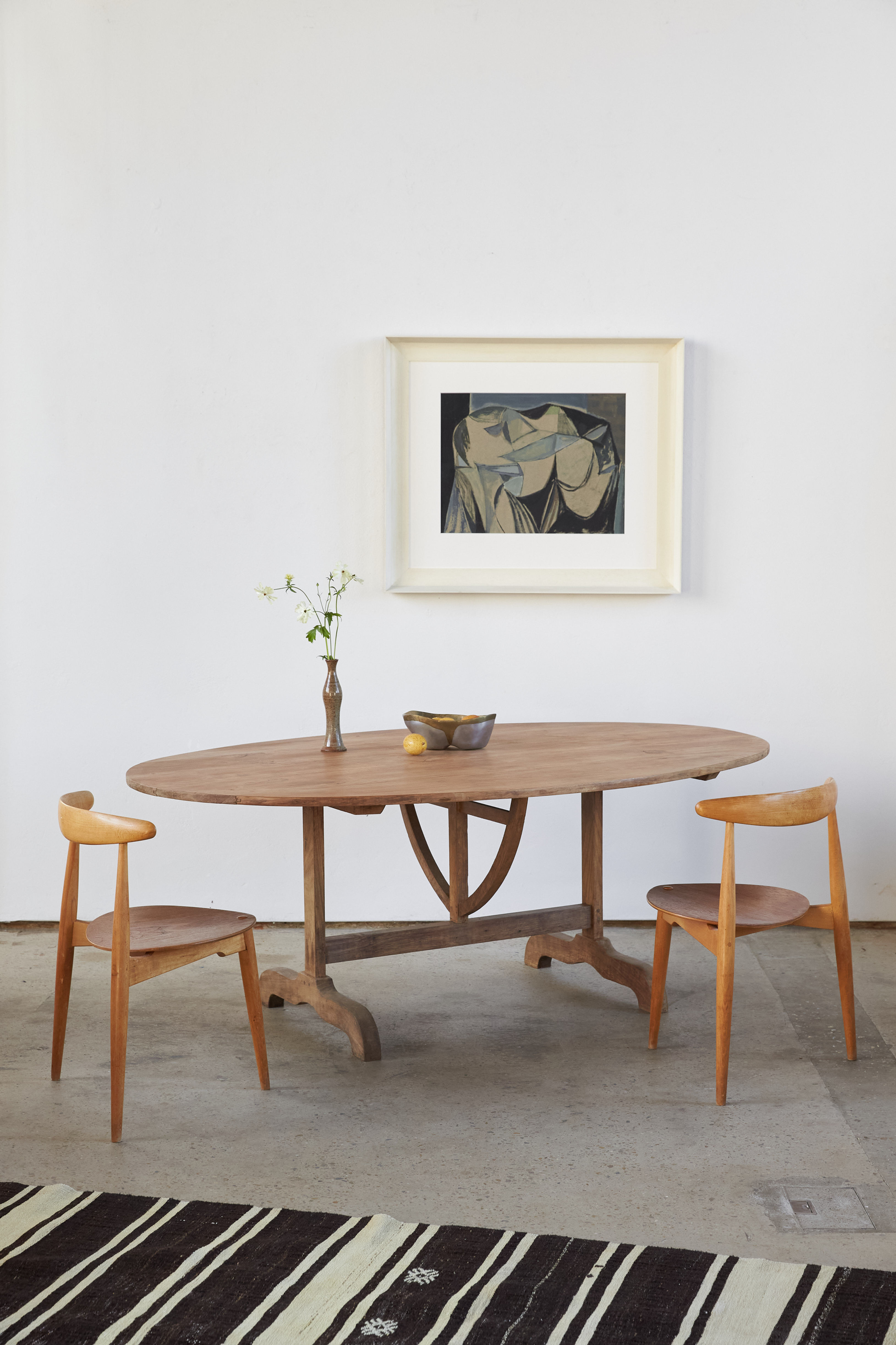 19th Century Oval Plank Top French Vendage Dining Table