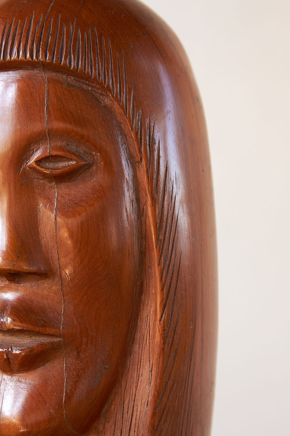 Thumbnail: A mid-20th-century carved wooden head by Cuban sculptor Florencio Gelabert (1904 - 1995)