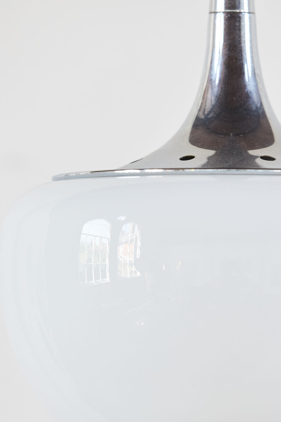 Thumbnail: A pair of Italian Opaline Glass Pendant Lights, attributed to Goffredo Reggiani, dating from the 1960s.