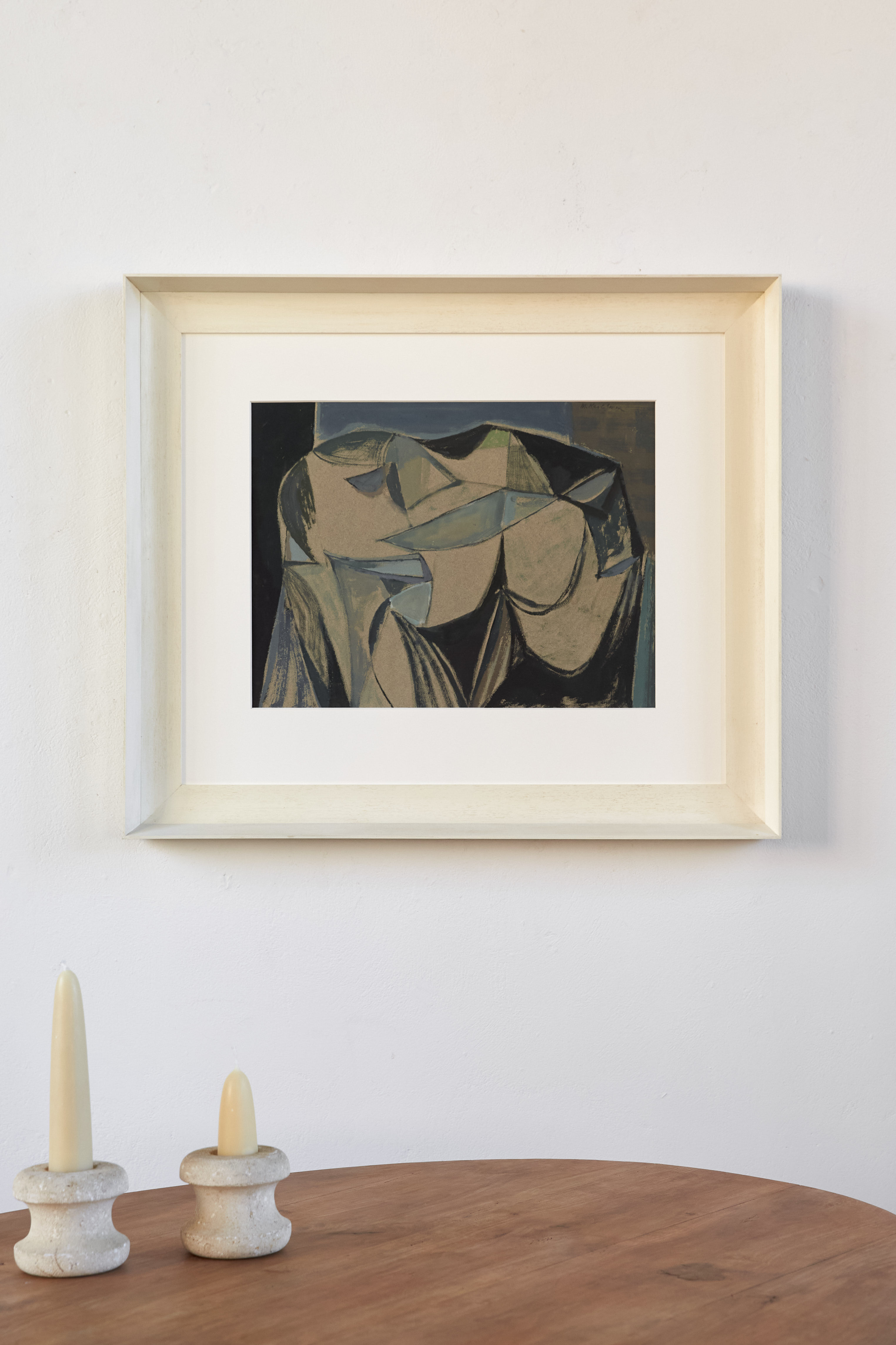 An abstract figurative work by British artist Morris Kestleman (1905 - 1998), in gouache on paper, signed by the artist.