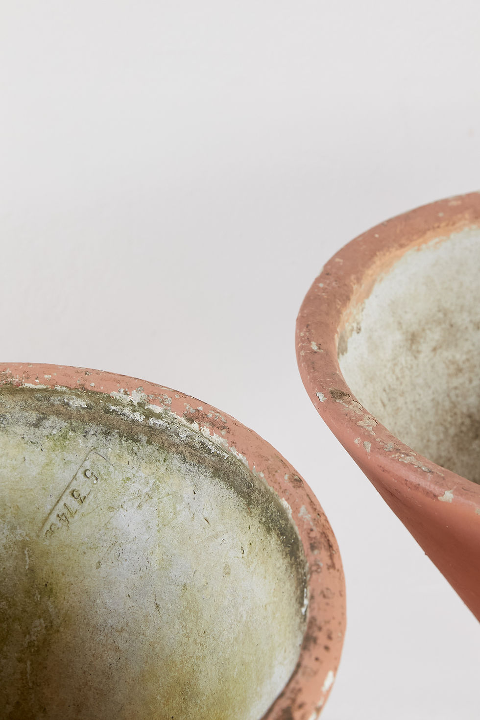 Thumbnail: A pair of Willy Guhl for Eternit 'Diablo' planters, Switzerland, C1970, with a historical terracotta-painted surface.