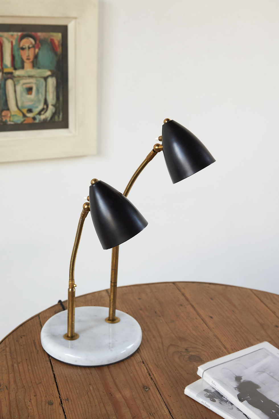 A sculptural double-headed table or desk lamp from Italy, C1950