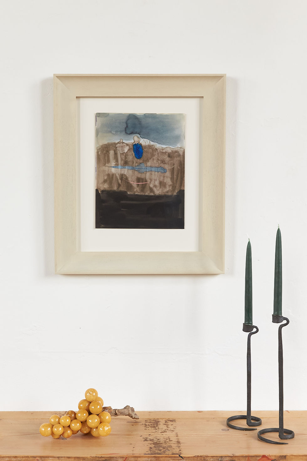 An original work in watercolour and ink on paper by Alistair Grant, C1978 - 80. Presented in a bespoke hand-painted and waxe