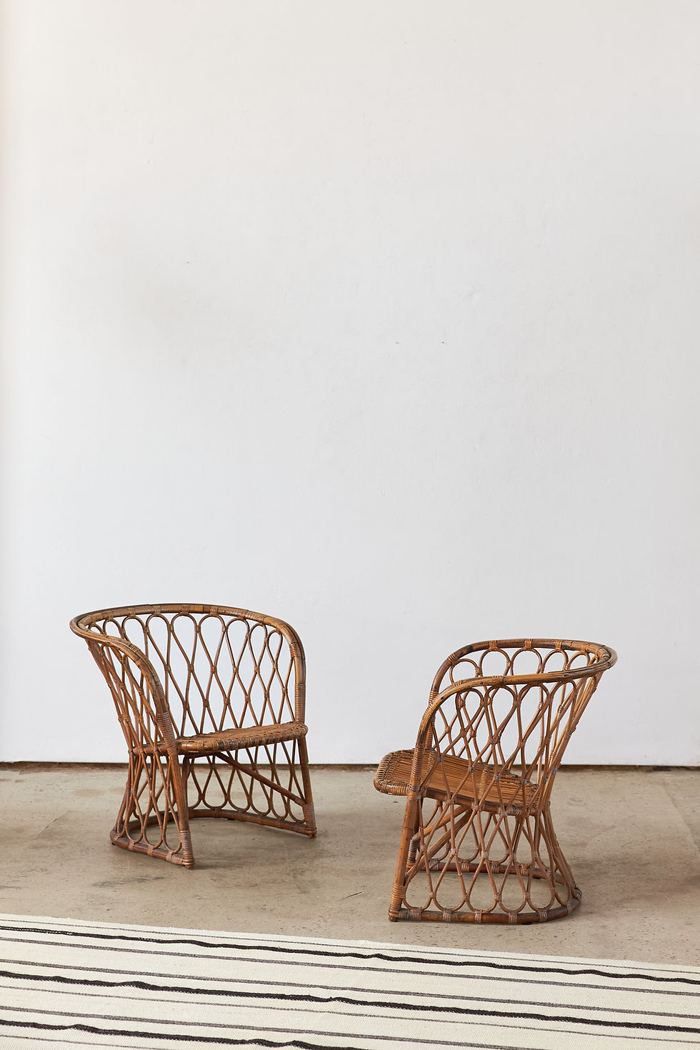 Thumbnail: Pair of Italian Rattan & Cane Armchairs, C1950