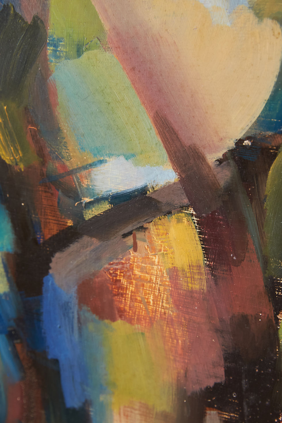 Thumbnail: French Abstract Landscape in Oil on Board, C1960