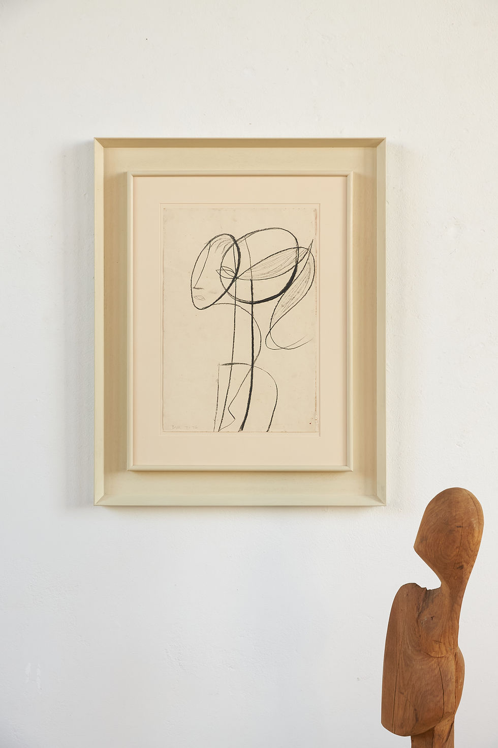 An original charcoal on paper figurative study by Trevor Bell (1930–2017), signed and dated 1956.