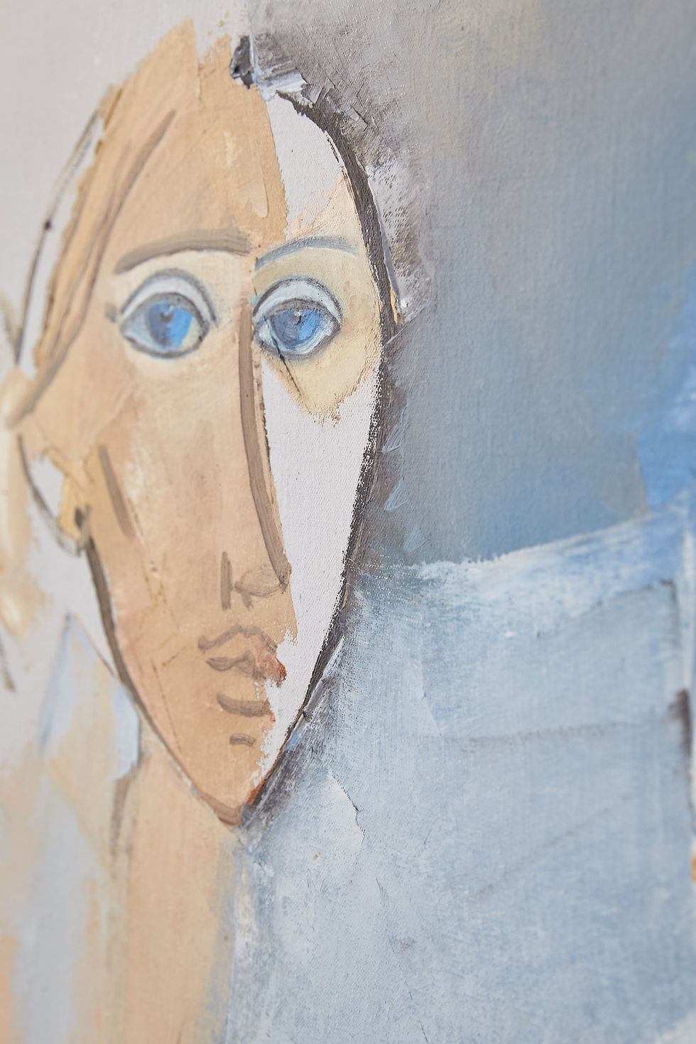 Thumbnail: A portrait of a young woman on canvas by French artist André Nogaret, C1980