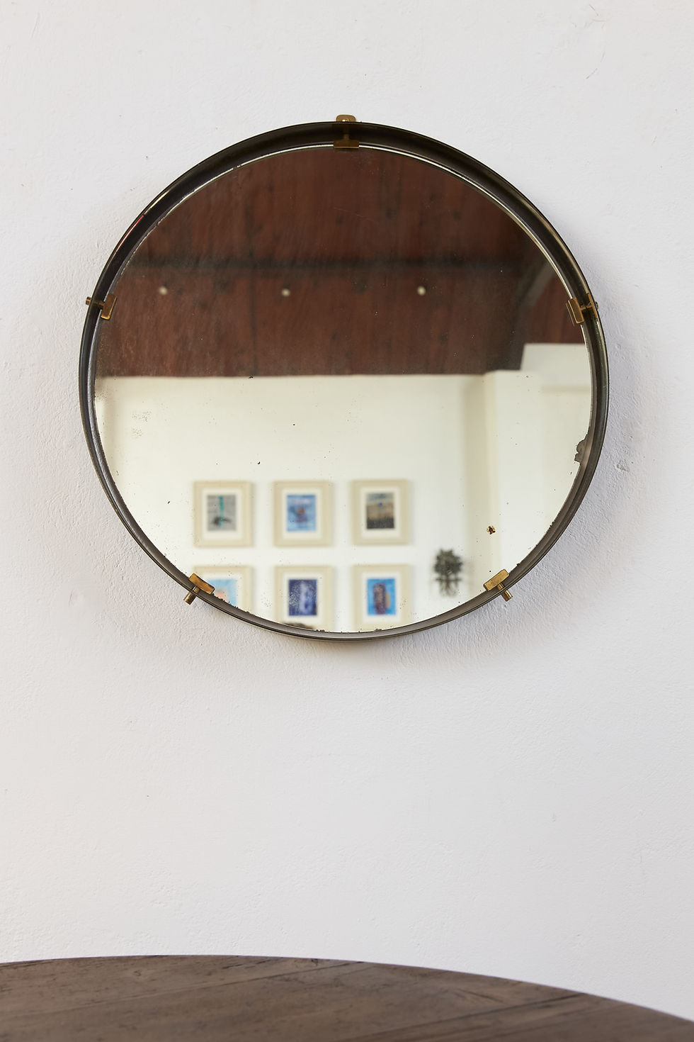 Thumbnail: Santambrogio & Berti Circular Nickel and Brass Mirror, Italy, Dated 1964