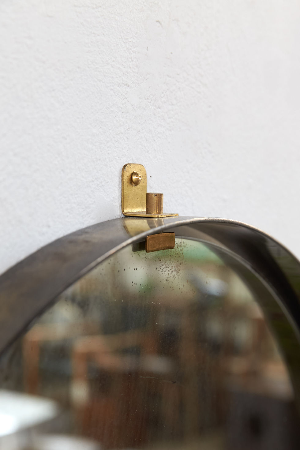 Thumbnail: Santambrogio & Berti Circular Nickel and Brass Mirror, Italy, Dated 1964