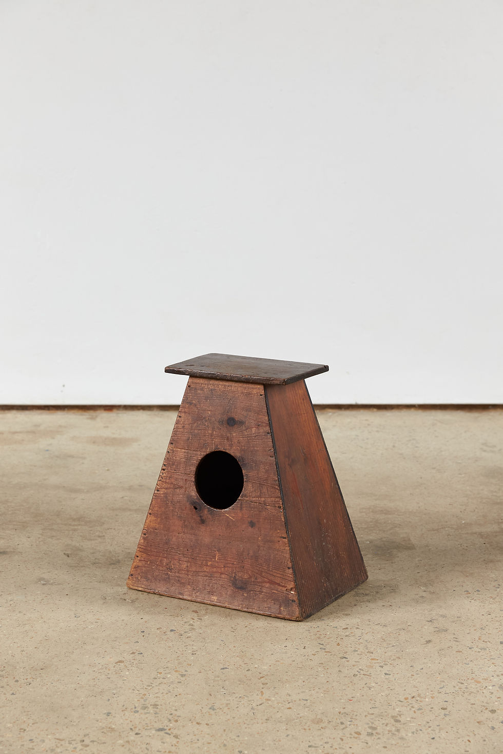 A unique collection of vintage Japanese street vendor stools, each handcrafted in wood and entirely individual in character,