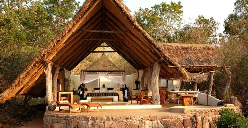 Open sided luxury guest suite at Kiba Point Private Safari House in Nyerere National Park in Tanzania with Safari Ambitions