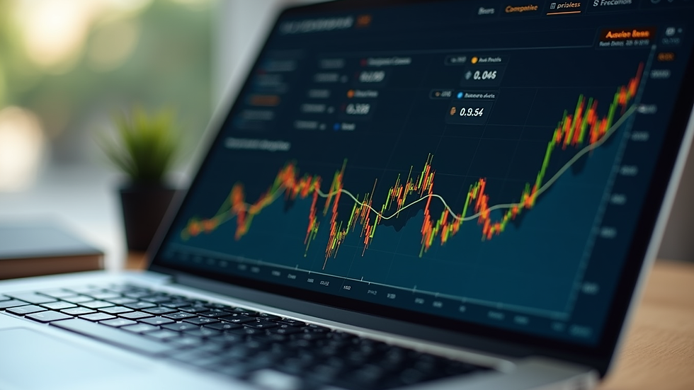 Close-up view of a laptop screen showing a business financial dashboard
