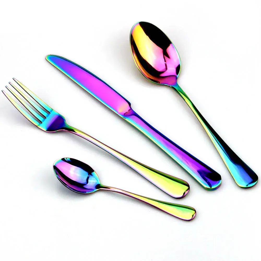 JANKNG Stainless Steel Dinnerware Set Rainbow Colorfull