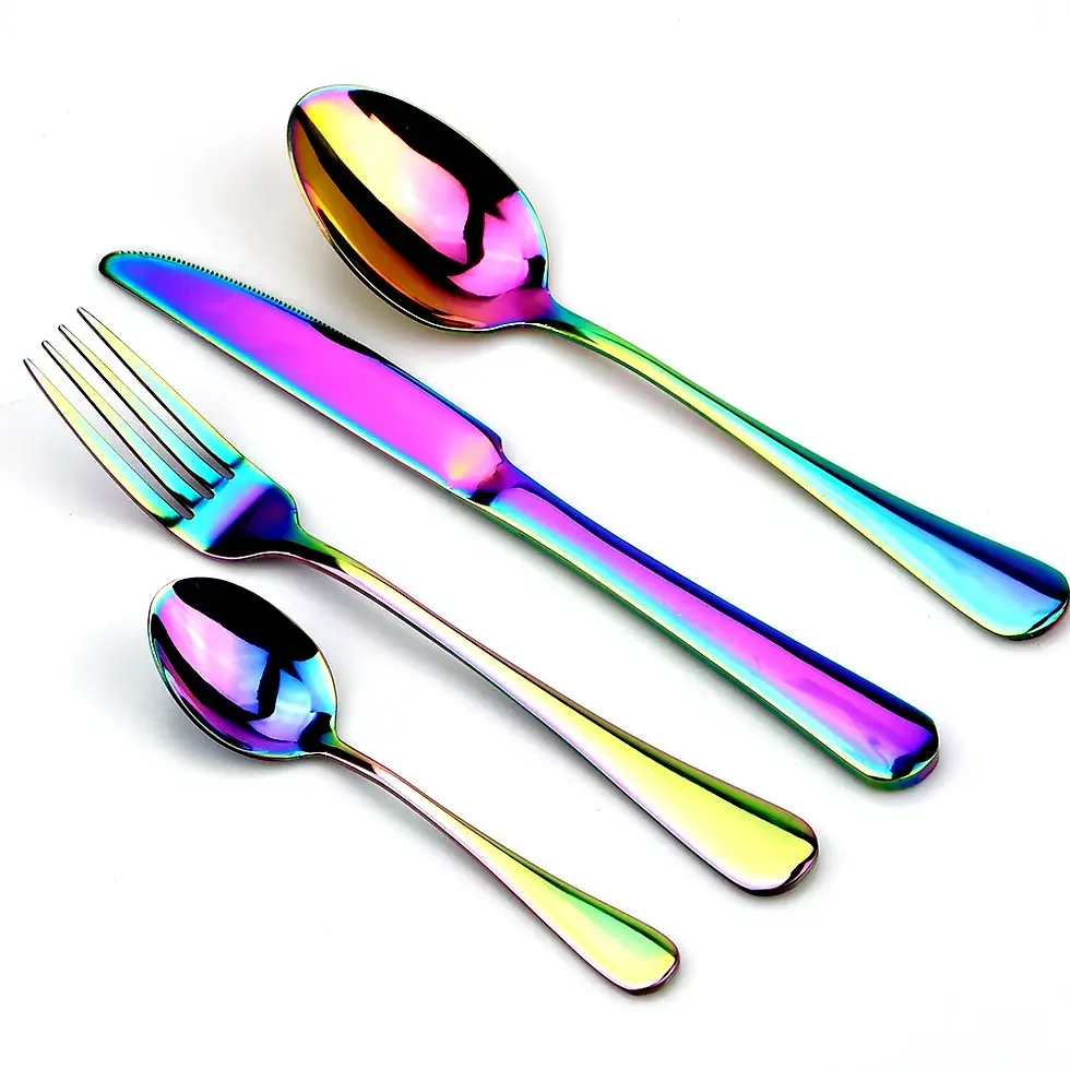 Thumbnail: JANKNG Stainless Steel Dinnerware Set Rainbow Colorfull