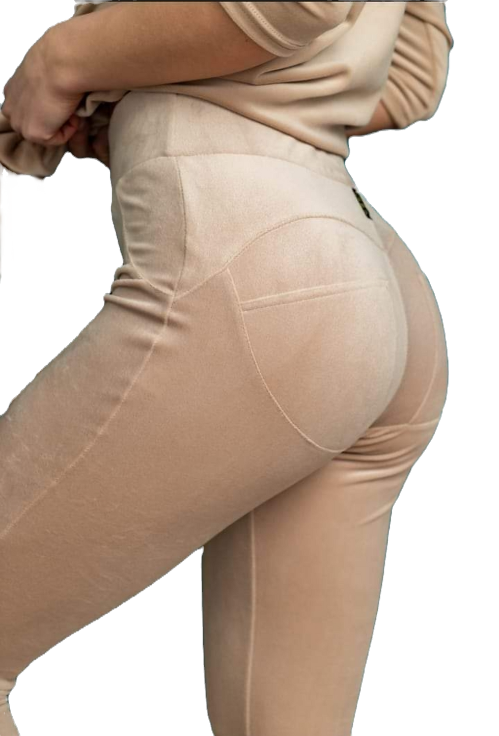 La..mu legginsy Push Up welur beż LAMU S/M-1,M/L-2,L/XL-3