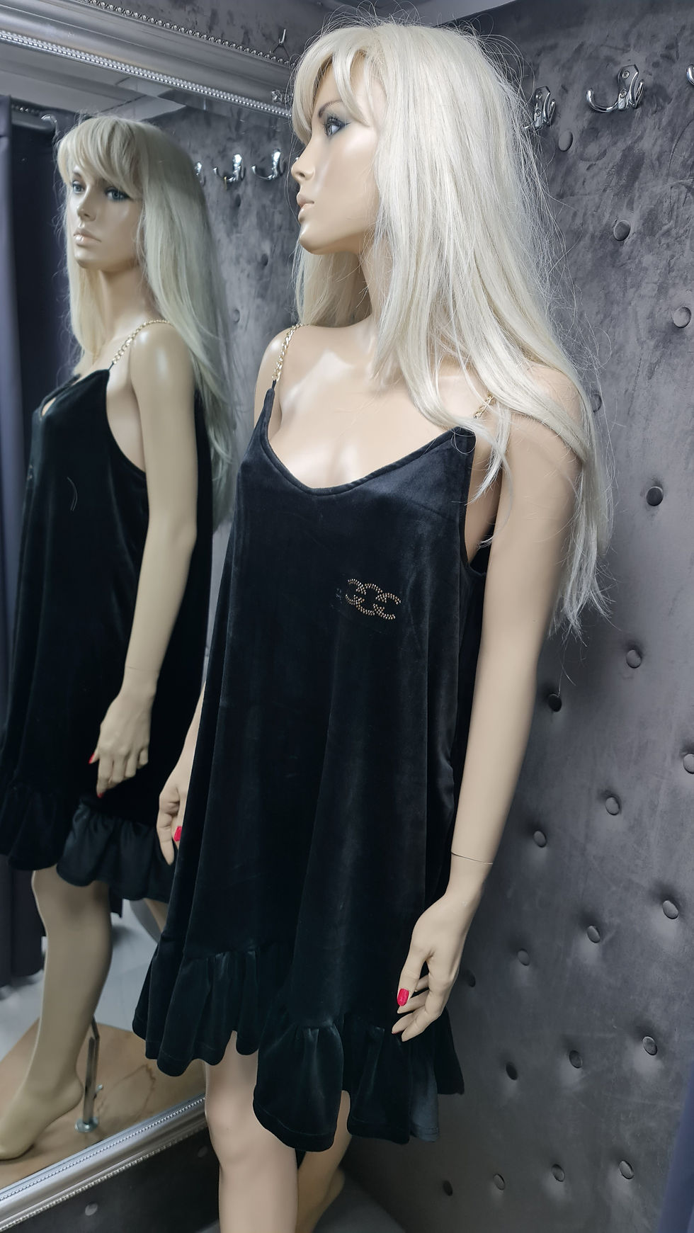 my Vogue sukienka welurowa na ramiączka rozm.UNI