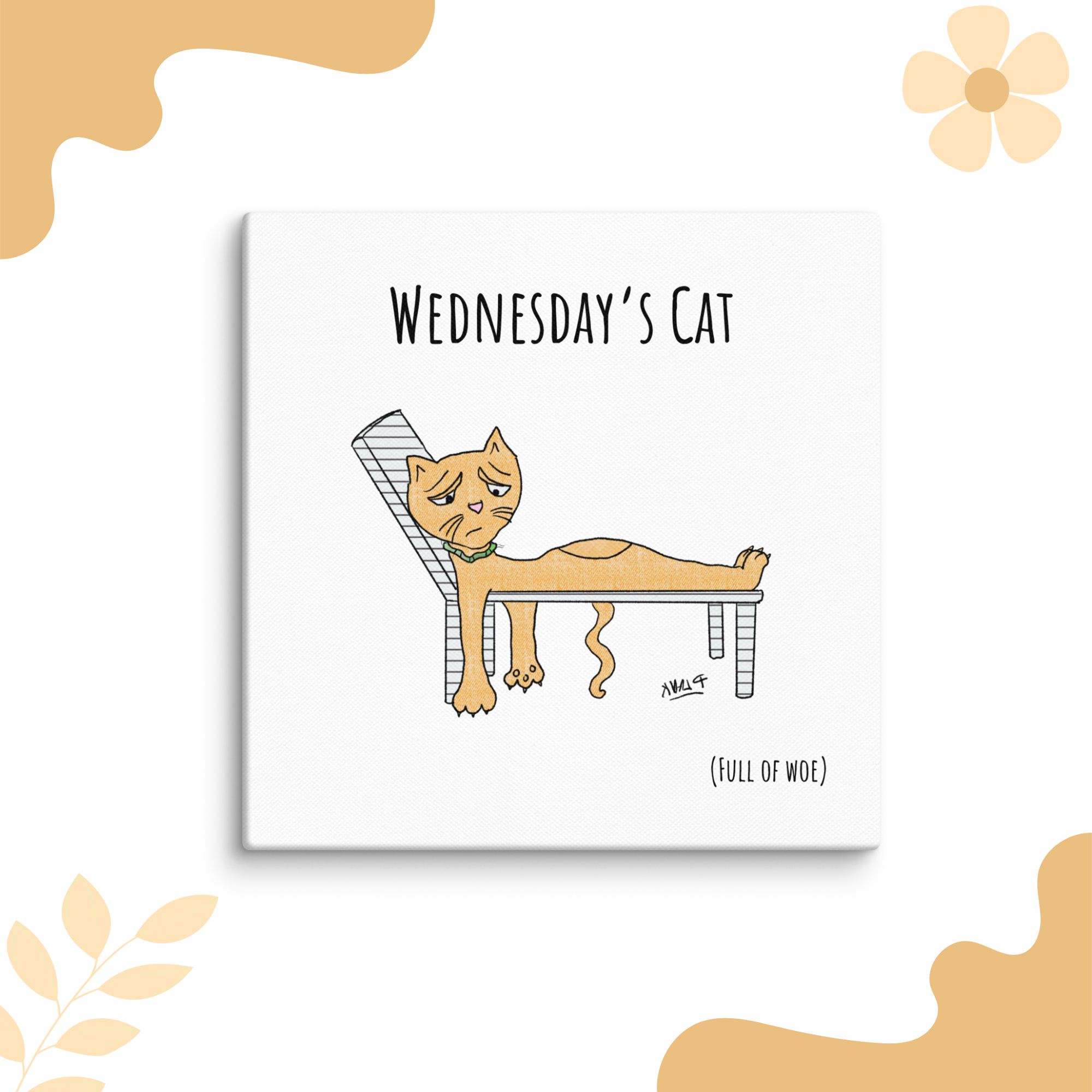 Thalamus Plank Cat Collection; Canvas - Wednesday's Cat