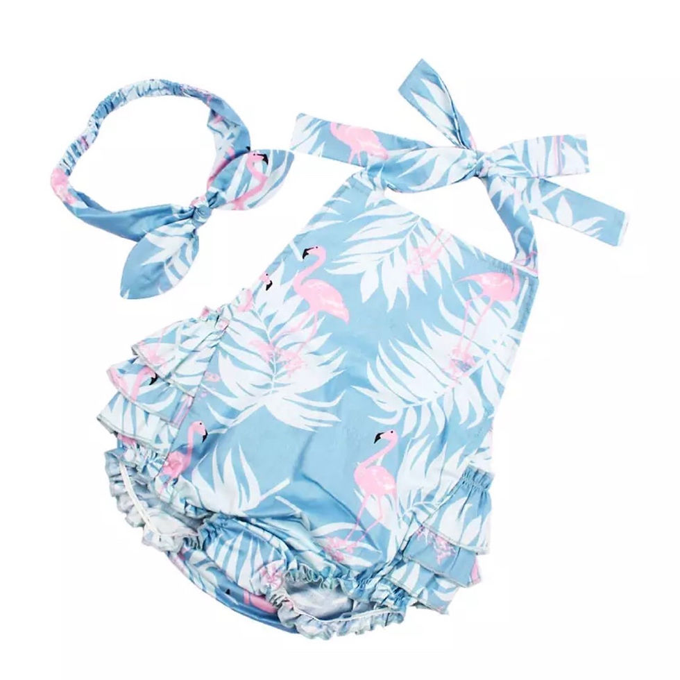 Thumbnail: Flamingo Romper with headband set