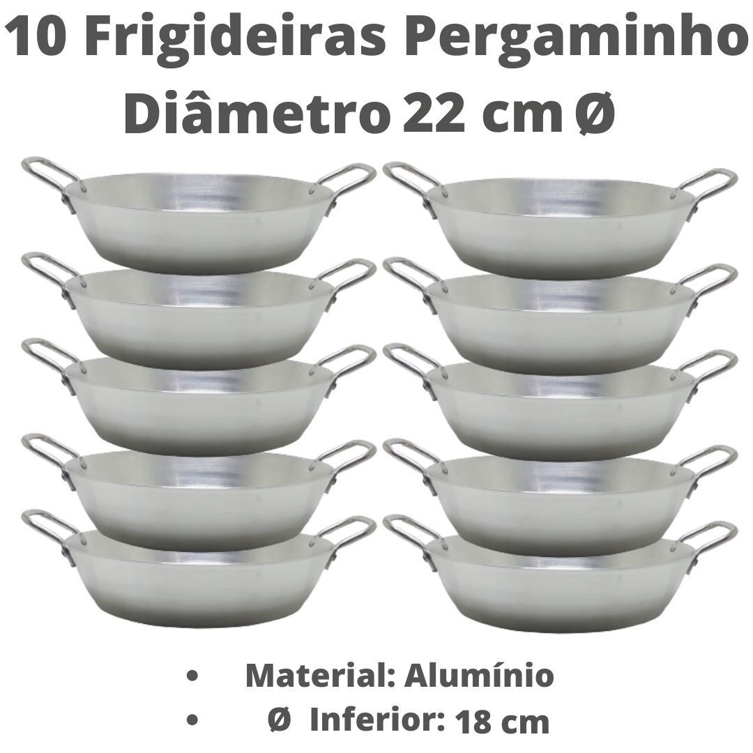 Conjunto 10 Frigideiras Pergaminho 22 Cm Com Alças