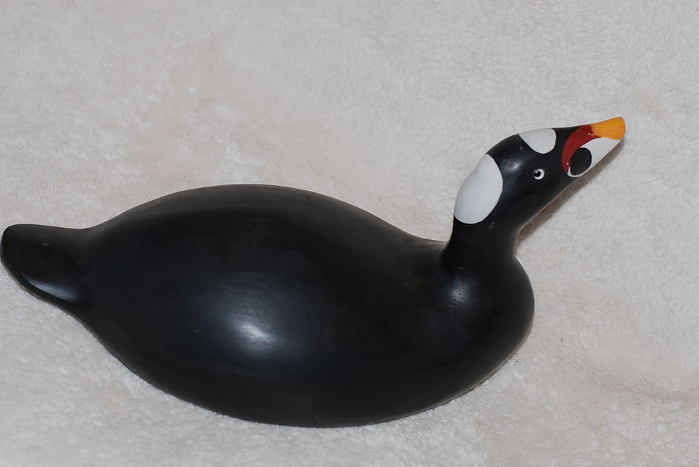Thumbnail: ***SOLD - THANK YOU - Scoter Duck Decoy Carved by Rich Chmiel - Skunk Head