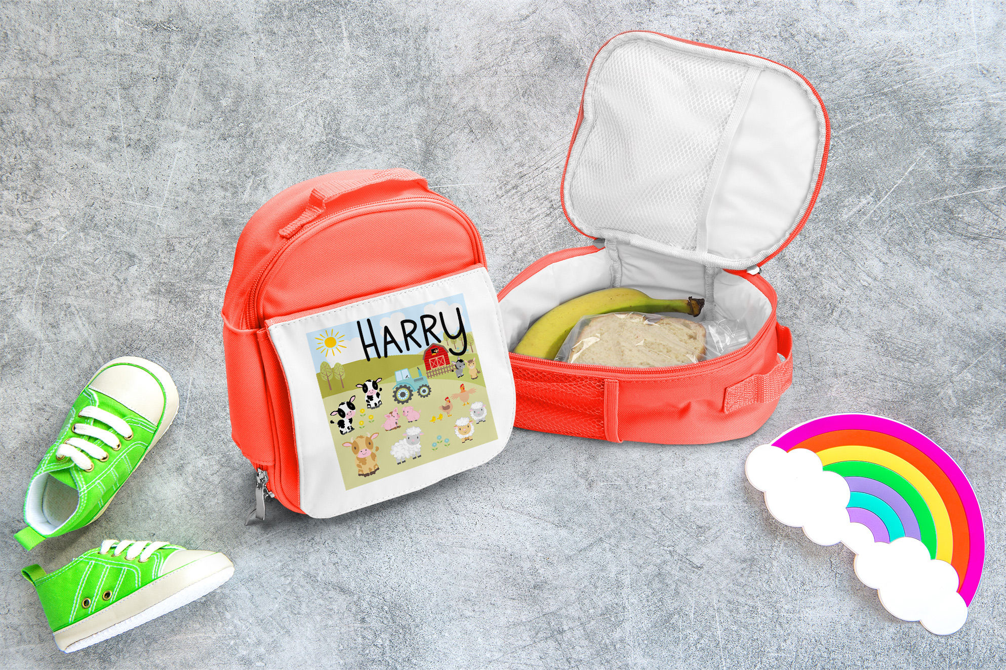 Personalised Soft Lunch Box - Farm Scene Name