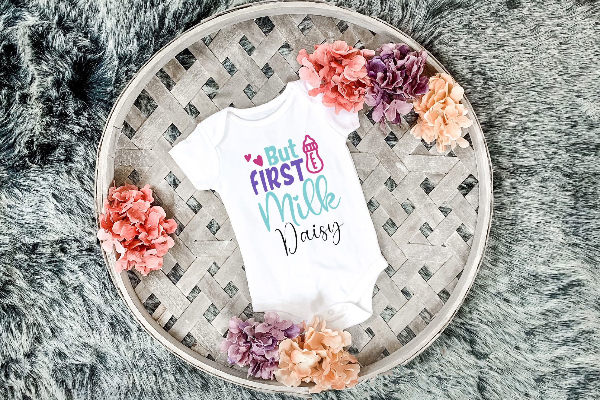 Personalised Baby Vest - But First Milk Name