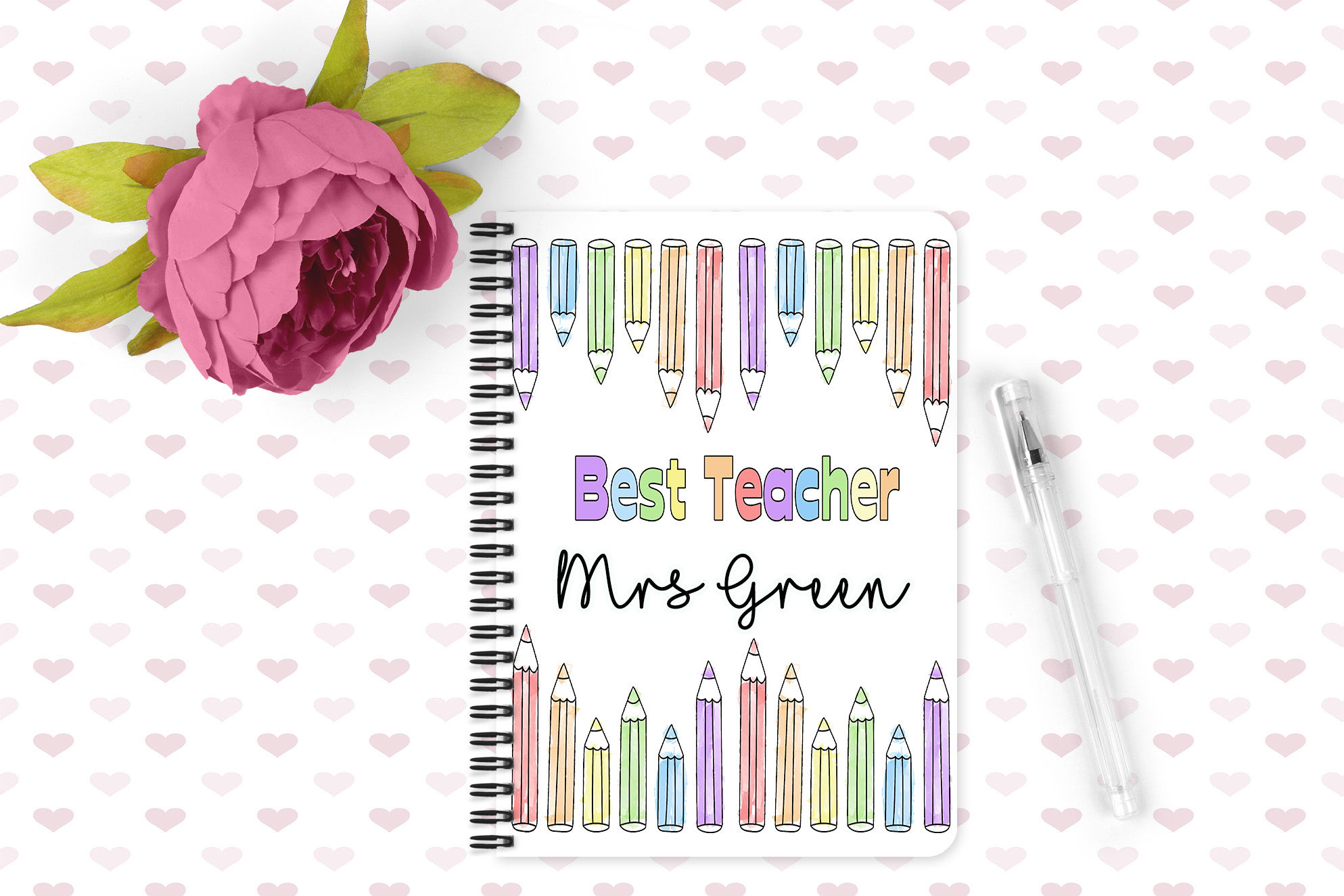 Personalised Notebook - Best Teacher Crayon Name