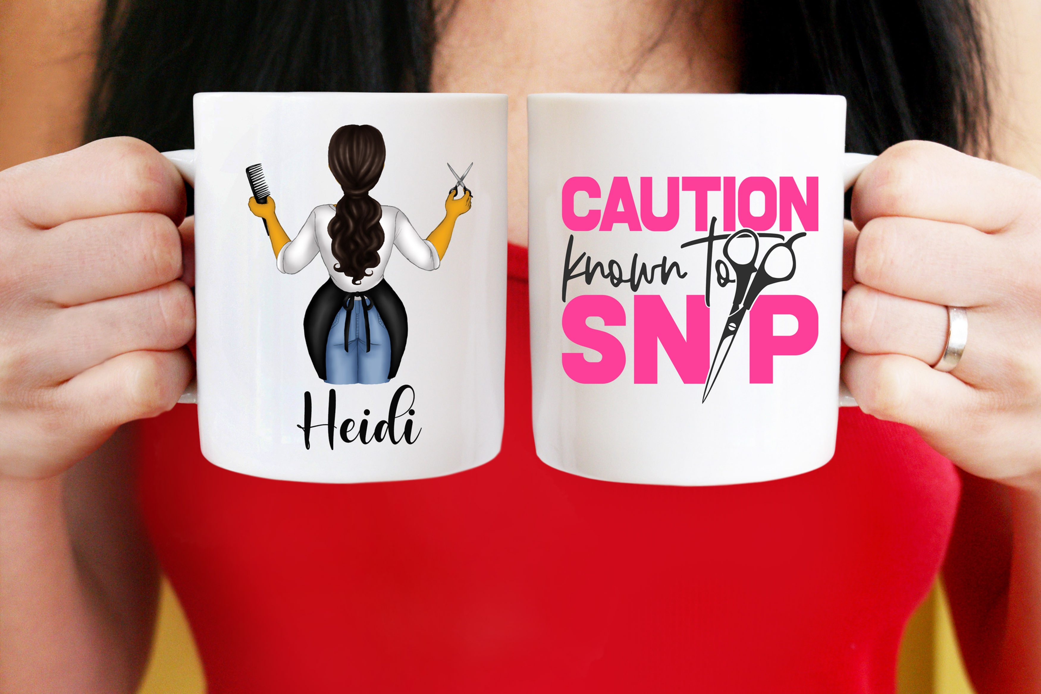 Personalised Mug - Hairdresser Tan Skin Dark Hair