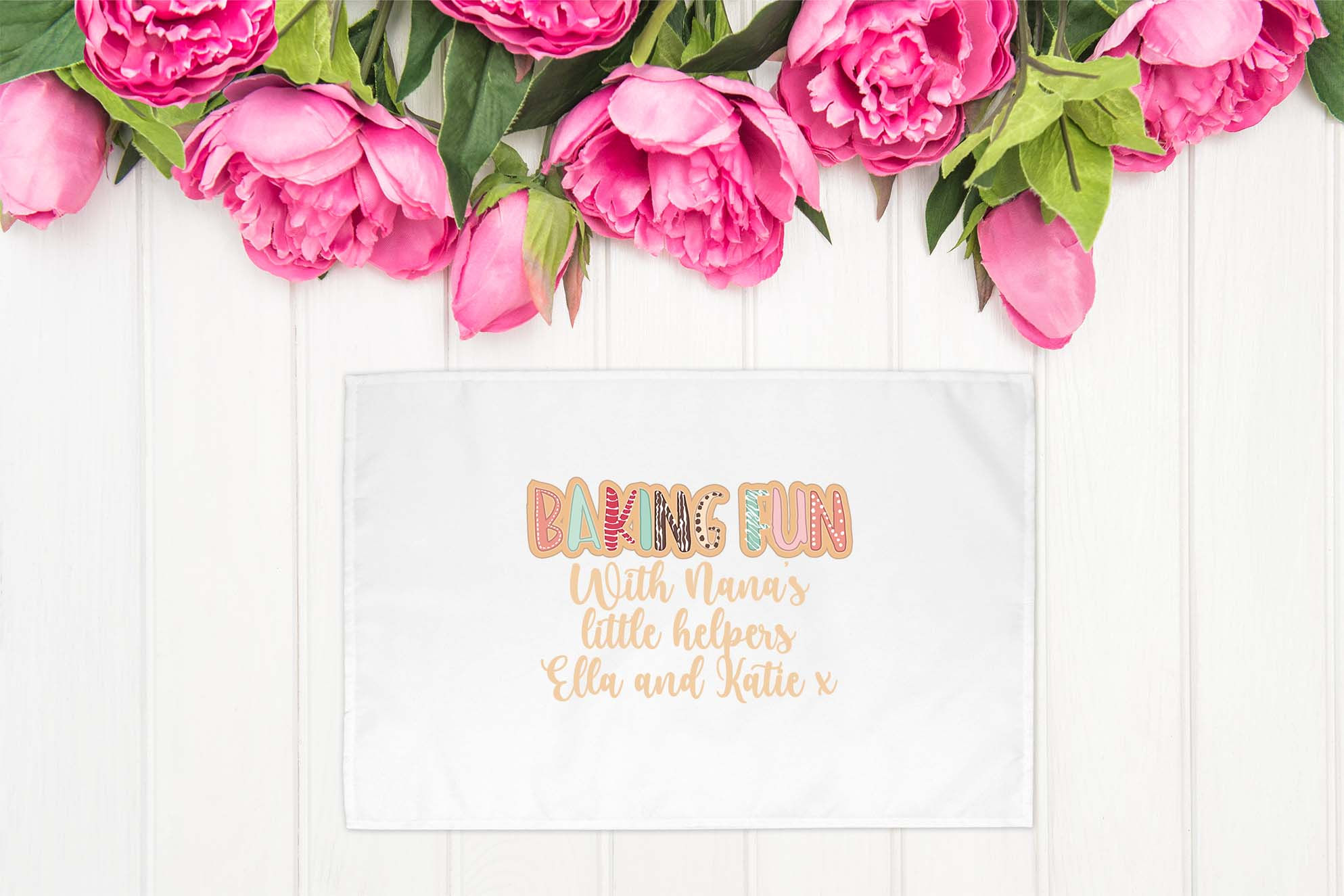 Personalised Tea Towel - Baking Fun With Nana's Little Helpers