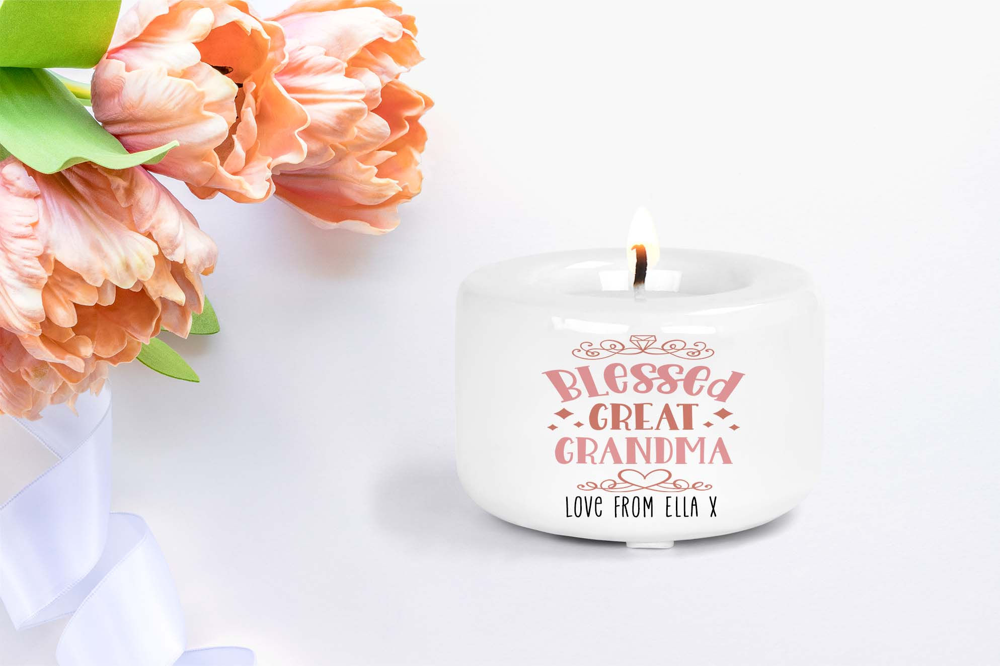 Personalised Tea Light Candle Holder - Blessed Great Grandma